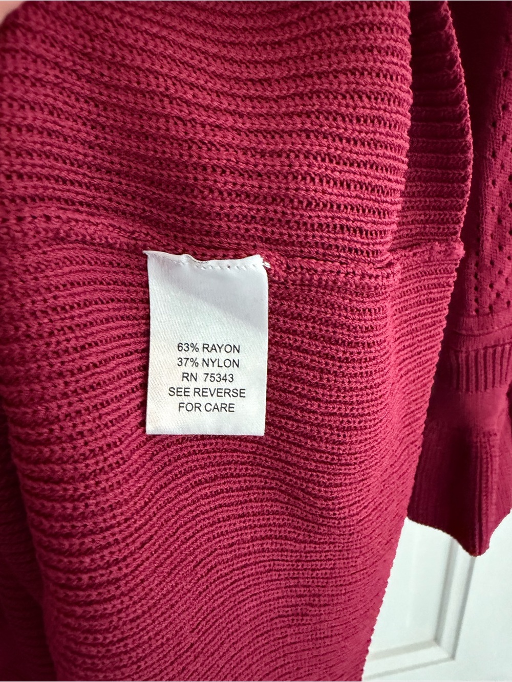 Torn by Ronny Kobo Burgundy Pointelle Knit Peplum Top Small - Picture 3 of 6